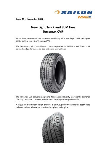 New Light Truck and SUV Tyre Terramax CVR - Sailun Tyres Europe