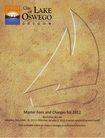 Master Fees and Charges - City of Lake Oswego