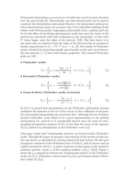 Vandermonde systems on Gauss-Lobatto Chebyshev nodes