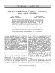 Spontaneous Facial Expressions of Emotion of Congenitally and ...