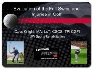 Evaluation of the Full Swing and Injuries in Golf - UW Health