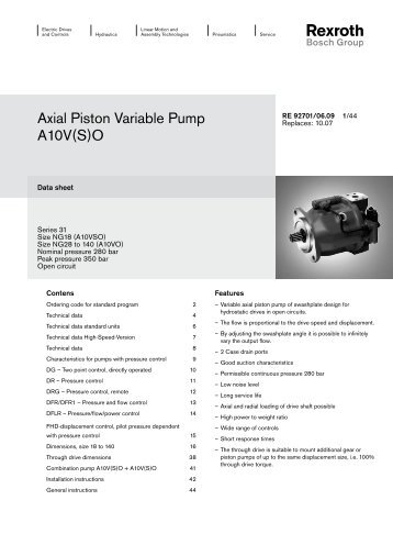 Axial Piston Variable Pump A10V(S)O - Group VH A/S