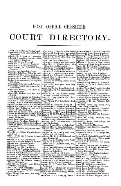 COUET DIRECTORY. - Cheshire County Council - Cheshire County ...