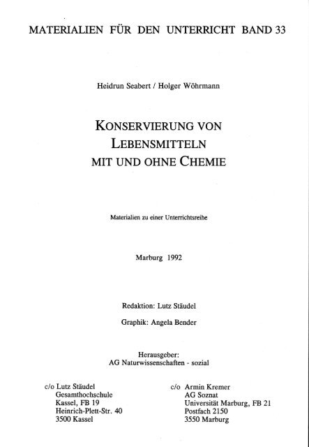 Materialien fÃƒÂ¼r den Unterricht 33 Konservierung von Lellensmitteln ...