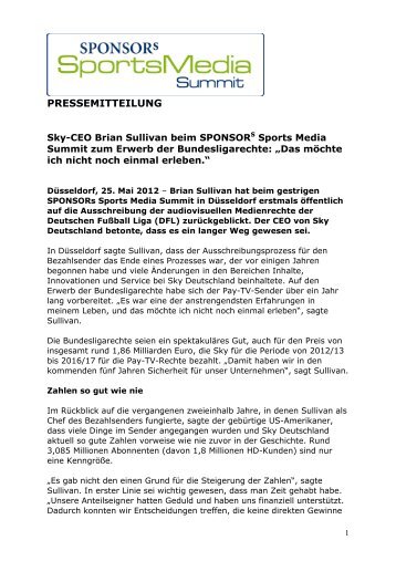 Download Pressemeldung - SPONSORs Sports Media Summit