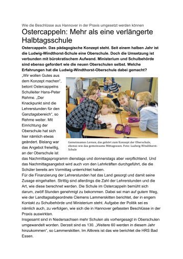 Wittlager Kreisblatt - Ludwig-Windthorst-Schule Ostercappeln