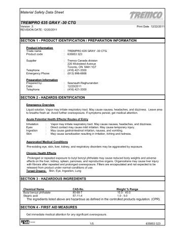 TremPro 635 MSDS - Tremco Sealants