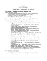 SkillsUSA Health Knowledge Bowl Detailed Outline of Content to ...