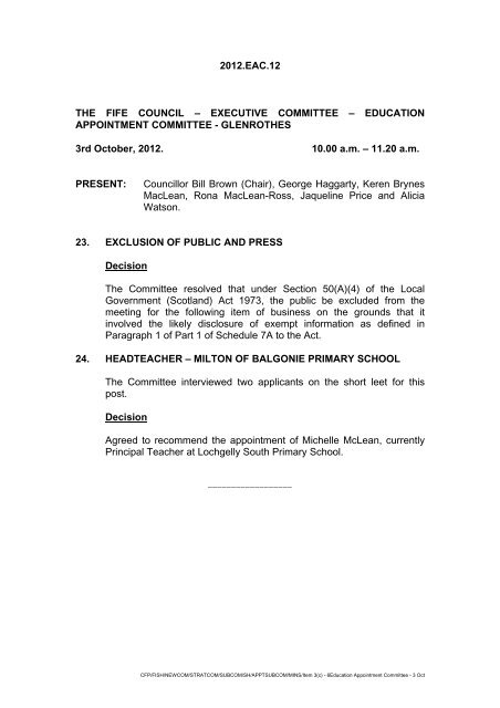 Executive Committee 23rd October, 2012 Agenda Item No. 3(c ...