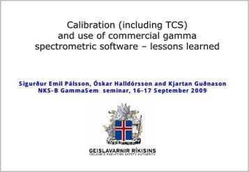 (including TCS) and use of commercial gamma spectrometric software