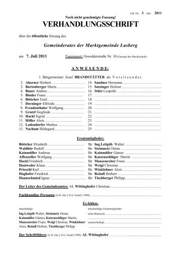 3. Gemeinderatssitzung vom 7. Juli 2011 (822 KB) - .PDF - Lasberg