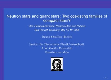 Neutron stars and quark stars - Institut fÃ¼r Theoretische Physik der ...