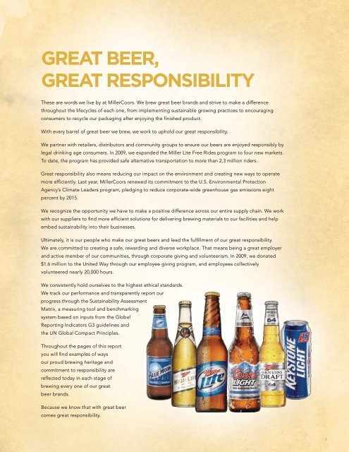 great beer, great responsibility - MillerCoors