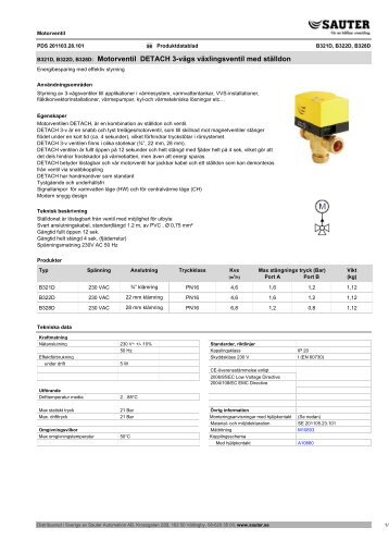 DETACH 3-vägs växlingsventil med ställdon - Sauter Automation AB