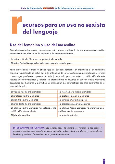 10 Recomendaciones para evitar usos sexistas y estereotipados del ...