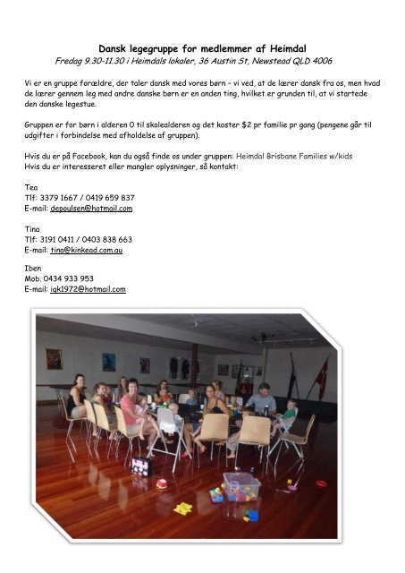 November 2011 Newsletter - The Danish Club in Brisbane, Australia