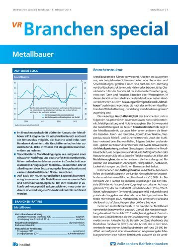 Branchen Special Nr. 18: Metallbauer - Volksbank Stuttgart eG