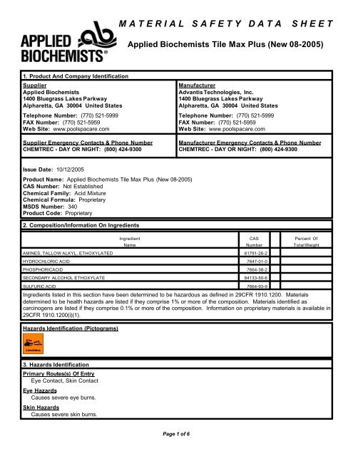 Applied Biochemists Tile Max Plus - Pool Water Products