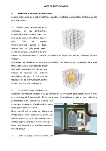 NOTE DE PRESENTATION I- Intentions urbaines et architecturales ...