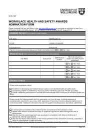 workplace health and safety awards nomination form - Staff