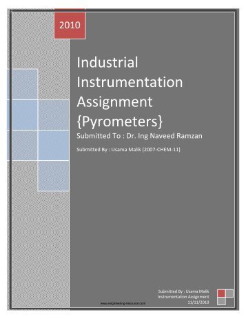 Industrial Instrumentation Assignment {Pyrometers}