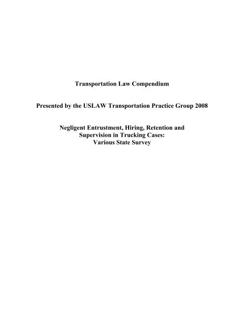 Transportation Compendium - USLAW NETWORK, Inc
