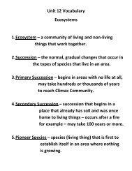 Unit 12 Vocabulary Ecosystems 1.Ecosystem â a ... - SchoolNotes