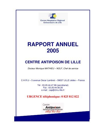 RAPPORT ANNUEL 2005 - Centre antipoison de Lille