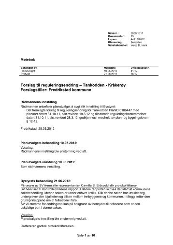 Forslag til reguleringsendring – Tankodden - Fredrikstad kommune