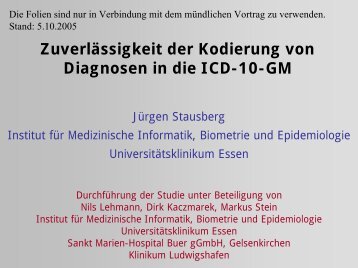 ZuverlÃ¤ssigkeit der Kodierung von Diagnosen in die ICD-10-GM