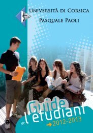 Guide de l'étudiant 2012 2013 - Università di Corsica Pasquale Paoli