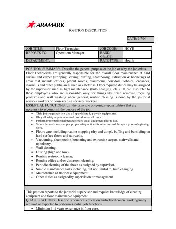 Floor Technician JOB CODE