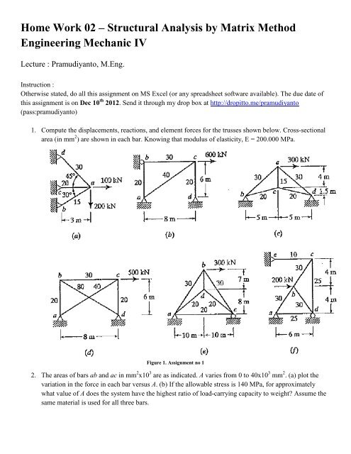 Home Work 02 â Structural Analysis by Matrix Method Engineering ...