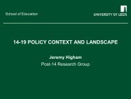 14-19 POLICY CONTEXT AND LANDSCAPE - School of Education