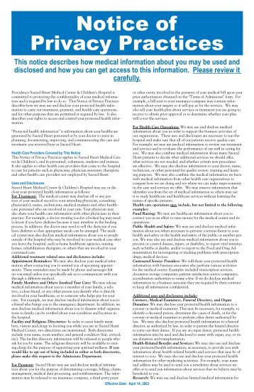 Notice of Privacy Practices - Providence Washington