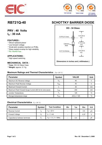 RB721Q-40 : SCHOTTKY BARRIER DIODE - PRV - EIC