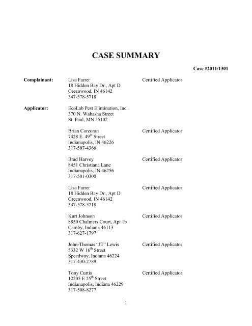 case summary - Office of Indiana State Chemist - Purdue University