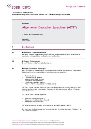 ADST - Fachgruppe Diagnostik - SDBB