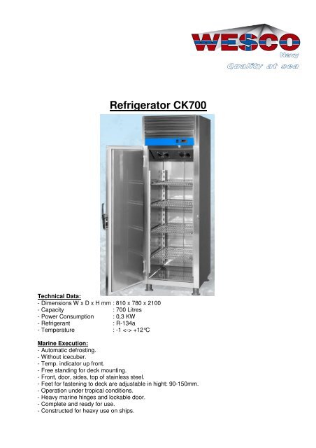 Refrigerator CK700 WESCO Navy