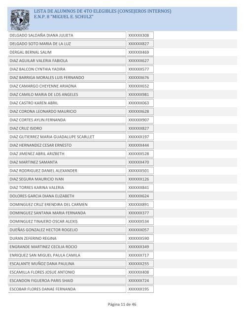 LISTA DE ALUMNOS DE 4TO ELEGIBLES (CONSEJEROS ... - ENP 8