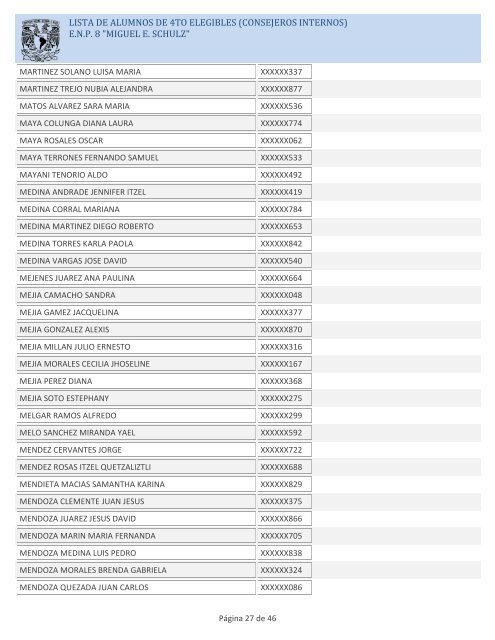 LISTA DE ALUMNOS DE 4TO ELEGIBLES (CONSEJEROS ... - ENP 8