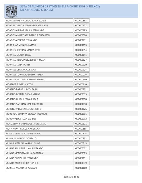 LISTA DE ALUMNOS DE 4TO ELEGIBLES (CONSEJEROS ... - ENP 8