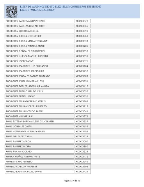 LISTA DE ALUMNOS DE 4TO ELEGIBLES (CONSEJEROS ... - ENP 8