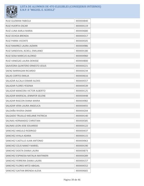 LISTA DE ALUMNOS DE 4TO ELEGIBLES (CONSEJEROS ... - ENP 8