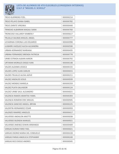 LISTA DE ALUMNOS DE 4TO ELEGIBLES (CONSEJEROS ... - ENP 8