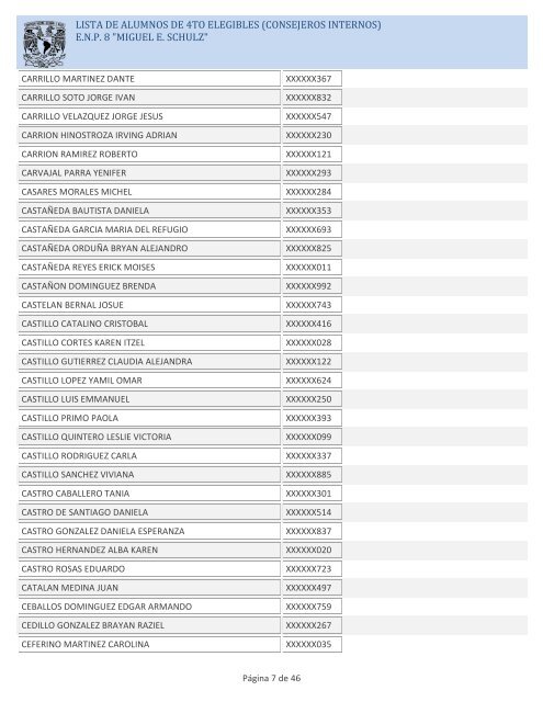 LISTA DE ALUMNOS DE 4TO ELEGIBLES (CONSEJEROS ... - ENP 8