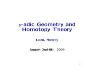 p-adic Geometry and Homotopy Theory - Département de ...