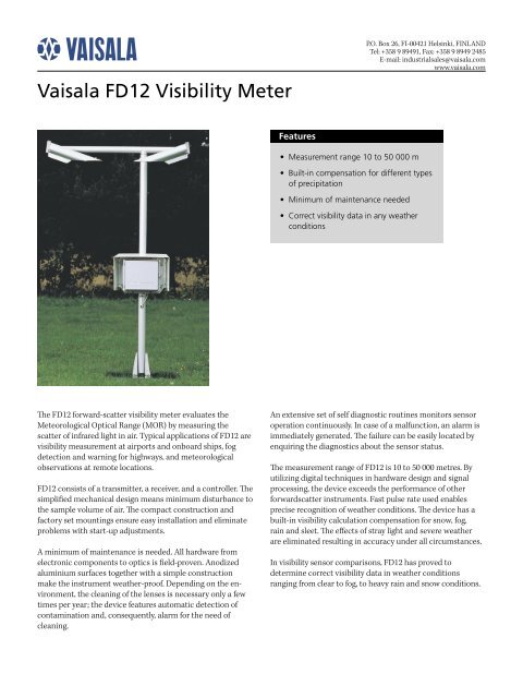 Vaisala FD12 Visibility Meter - Live Data AB