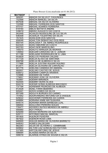 Plano Bresser (Lista atualizada em 01-06-2012) Página ... - Sinpro-DF