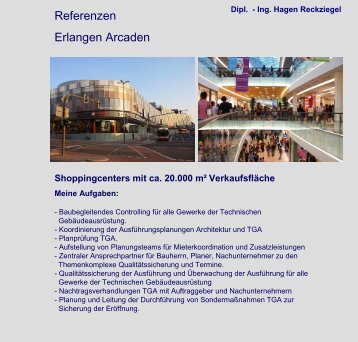 Erlangen Arcaden, Shoppingcenters mit ca. 20.000 m² Verkaufsfläche